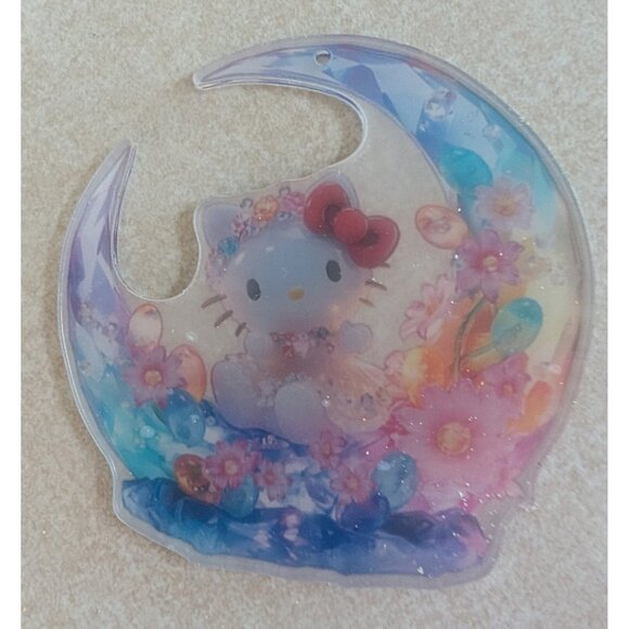 Hello Kitty Crescent Moon Hanging Ornament Flat Acrylic HD Print Room Decor - Picture 2 of 3